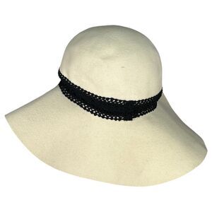 Mallory Saks Fifth Avenue Vintage Cream Wide Brim Sun Hat Women's One Size
